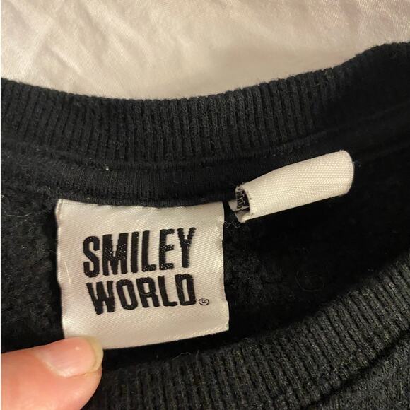 Y2K Retro Streetwear “Have a Nice Day” Black Cropped Sweatshirt Small (6/7) - Picture 2 of 5